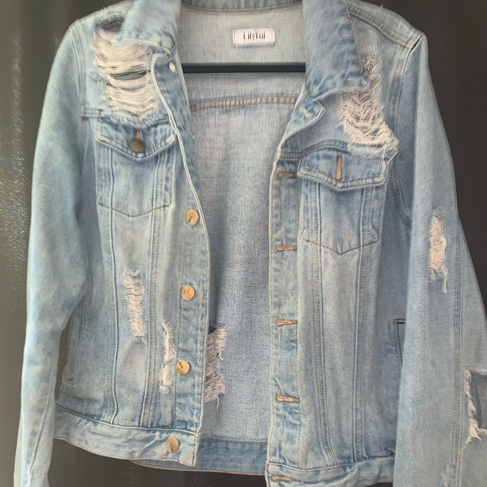 Distressed denim jacket